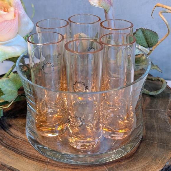 VNason&C Other - Italian Murano Glass Cordial Shot Glasses Set with Ice Bucket